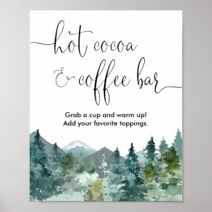 Varm kakao och kaffeskylt rustika berg poster