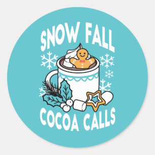 Varm Kakao och Vinterstämning - Snö Fall Kakao Sam Runt Klistermärke