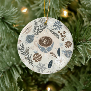 Varm Kakao & Snöflingor Juldesign Julgransprydnad Keramik