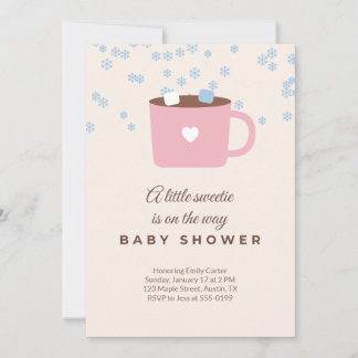 Varm kakao vinter baby shower inbjudan rosa blå