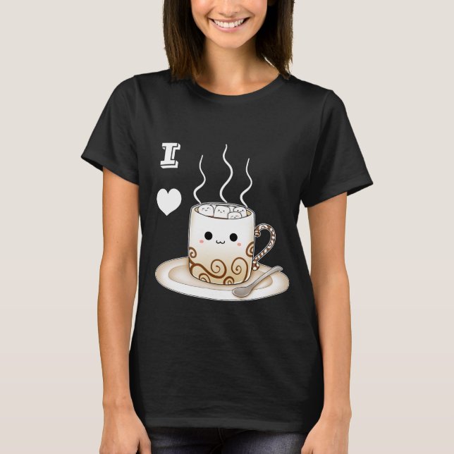 Varm kakaodrink för gullig kawaii t shirt (Framsida)