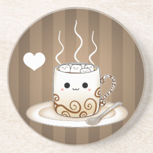 Varm kakaodrink för gullig kawaii underlägg