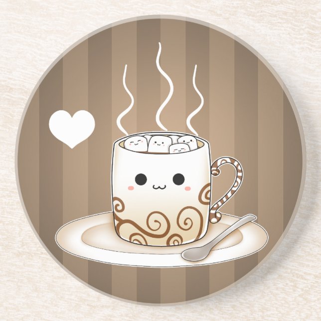 Varm kakaodrink för gullig kawaii underlägg (Framsidan)