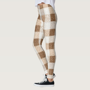 Varm Kakaokräm Brun Rutig Randig Leggings