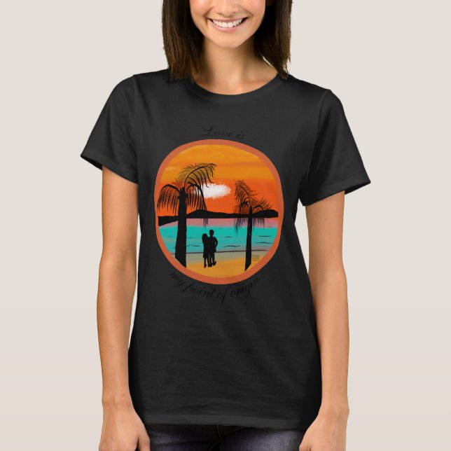 Varm kloss: Solnedgång Silhouette Design T-Shirt (Framsida)