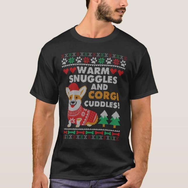 Varm Knuff Och Corgi Kram Fula Tröja Jul (Framsida)