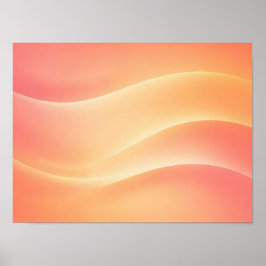 Varm korall-persika gradient abstrakt vågor poster