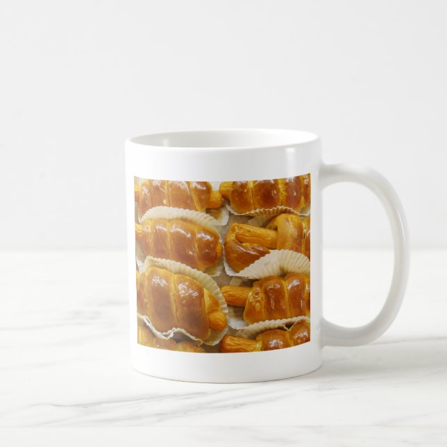 Varm korv kaka ... asiatisk efterrät maträtt kaffemugg (Höger)