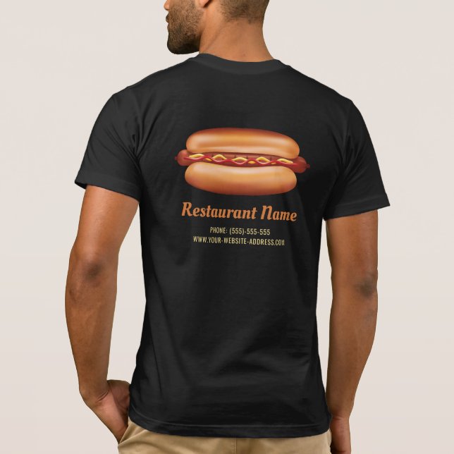 Varm Korv Snabbmat Restaurang Anpassad Logotyp T Shirt (Baksida)