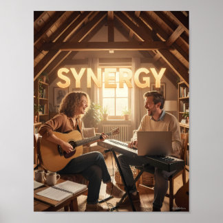 Varm kreativ harmoni i vindsvåningen affisch