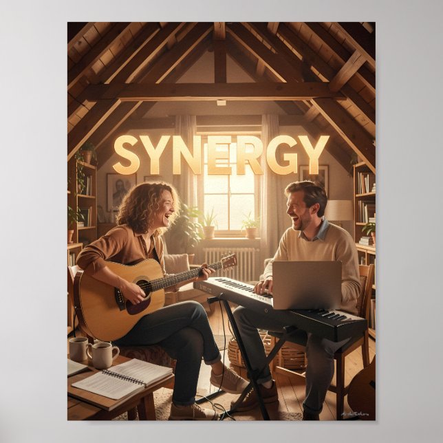 Varm kreativ harmoni i vindsvåningen affisch (Framsidan)