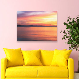 Varm kvällssolnedgång över Sjö Horisonfotografi Canvastryck