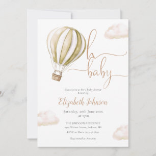Varm Luft Ballong QR-kod Foto Baby Shower Inbjudningar