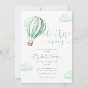 Varm Luft Ballong QR-kod Foto Baby Shower Inbjudningar