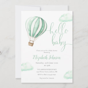 Varm Luft Ballong QR-kod Foto Baby Shower Inbjudningar