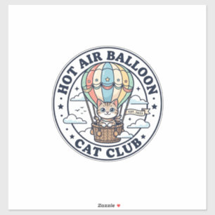 Varm luftballong Katt Söt katt T-shirt design - Va Klistermärken