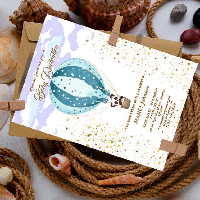 Varm luftballong söta djur dop inbjudan (Skapare uppladdad)