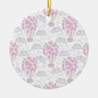 Varm luftballonger i rosa barnkammarkonst julgransprydnad keramik