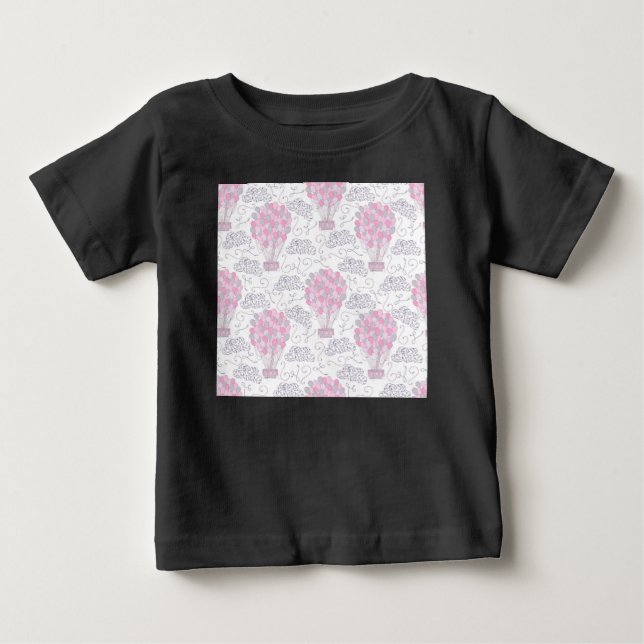 Varm luftballonger i rosa barnkammarkonst t-shirt (Framsida)