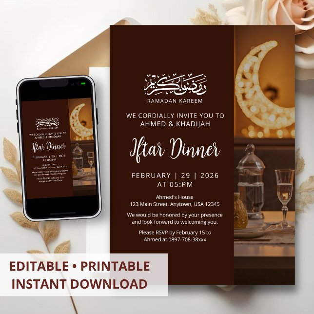 Varm lykta dukning Ramadan Iftar middag Inbjudningar (Skapare uppladdad)