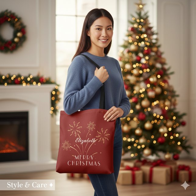 Varm Merry Christmas Dekorativ Helgdag Tygkasse (Warm Merry Christmas Decorative Holiday Tote Bag)