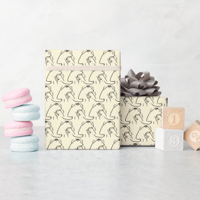 Varm mysig björnknuff Linjedesign Presentpapper (Baby Shower)
