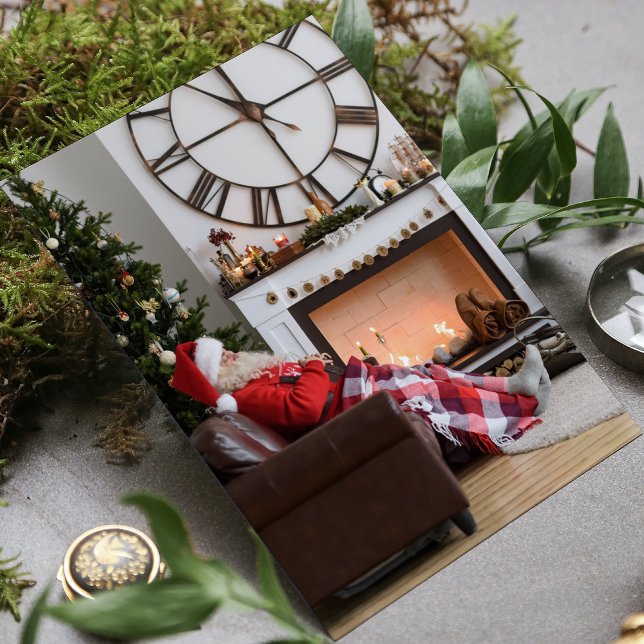 Varm Mysig Öppen Spis Tomte God Jul Anteckningskort (Skapare uppladdad)
