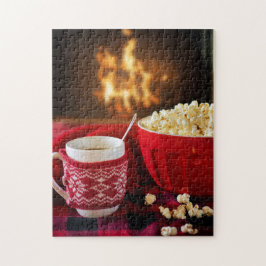 Varm Mysigt Winter Cocoa & Popcorn från Fireplace Pussel