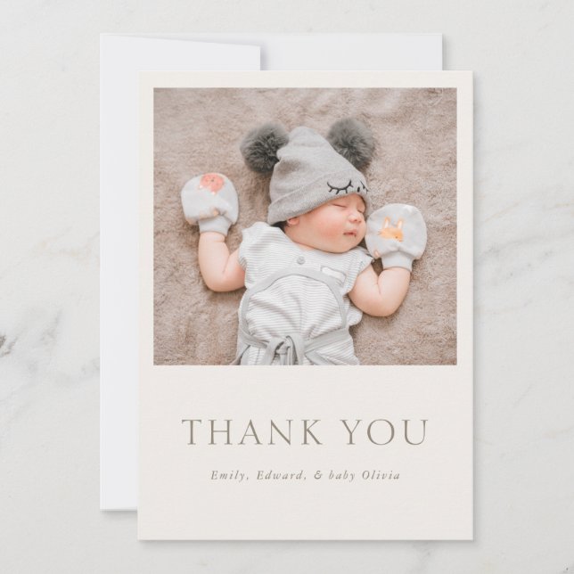 Varm Neutral Bebis Babyshower Foto Tack Kort (Framsida)