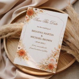 Varm Neutral Blommig Annonsering Spara Datumet