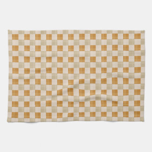 Varm Neutral Rutig Tekandduk Mysig Beige Rutig Set Kökshandduk