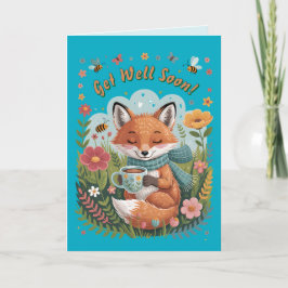 Varm och Cheerful Mysigt Woodland Fox kommer snart Kort