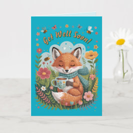 Varm och Cheerful Mysigt Woodland Fox kommer snart Kort