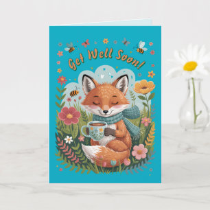 Varm och Cheerful Mysigt Woodland Fox kommer snart Kort