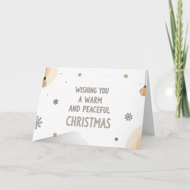 Varm och fridfull jul minimalistisk kortkonst helgkort (Framsida)