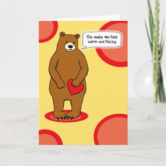 Varm och Fuzzy Bear Valentine Day Card Helgkort (Framsida)