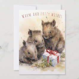 Varm och Fuzzy Önskemål Wombat-julkort Julkort