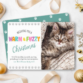 Varm och Fuzzy Pet Photo jul Typography Cute Julkort