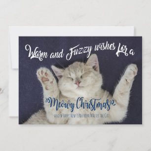 Varm och Fuzzy Sleeping Meowy Julkatt Julkort