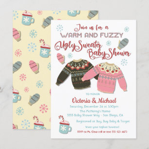 Varm och Fuzzy Ugly Sweater Baby Shower-inbjudan Inbjudningar