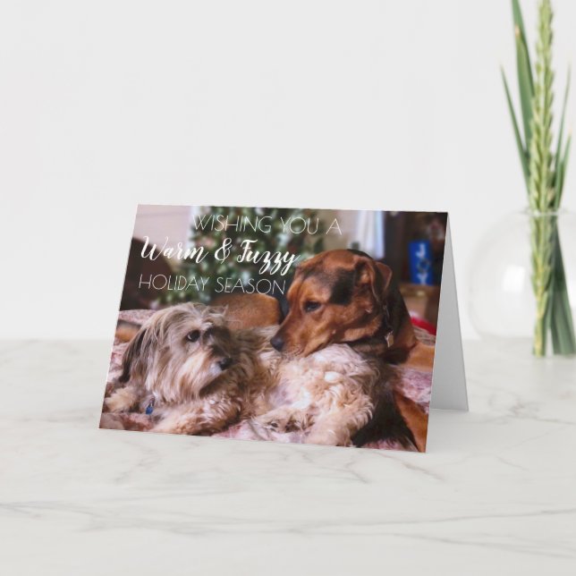 Varm och luddiga helgdagar - Söt hund-kort Helgkort (Framsida)