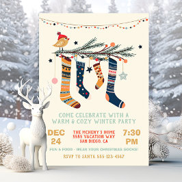 Varm- och Mysiga julsocklar för Vinter-Party Inbjudningar