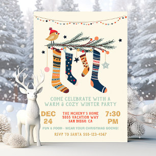 Varm- och Mysiga julsocklar för Vinter-Party Inbjudningar