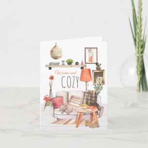 Varm och Mysigt Hygge Homely Lounge Scene White Kort
