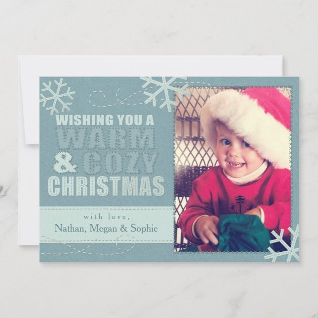 Varm och Mysigt julfaux felt/broderad Anpassningsb Julkort (Framsida)