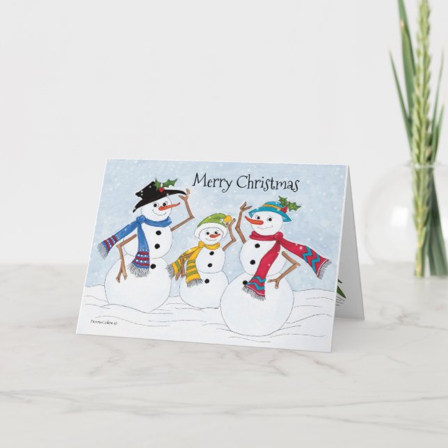 Varm och Mysigt julkort Snögubbe Helgkort (Framsida)