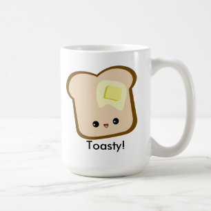 Varm och skön gullig kawaii! rostat bröd- och kaffemugg