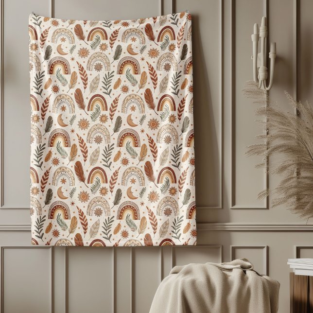 Varm och vismisk boho Regnbågsrelaxad levande Fleecefilt (Warm and Whimsical Boho Rainbow Relaxed Living Fleece Blanket)