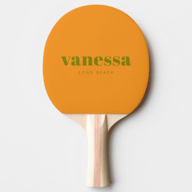 Varm Oliv & Orange Omvänd Minimal Modern Klassiker Pingisracket (Framsidan)