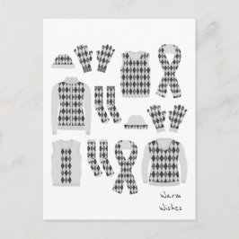 Varm Önskemål Argyle Mönster-posterkort - Grått Vykort